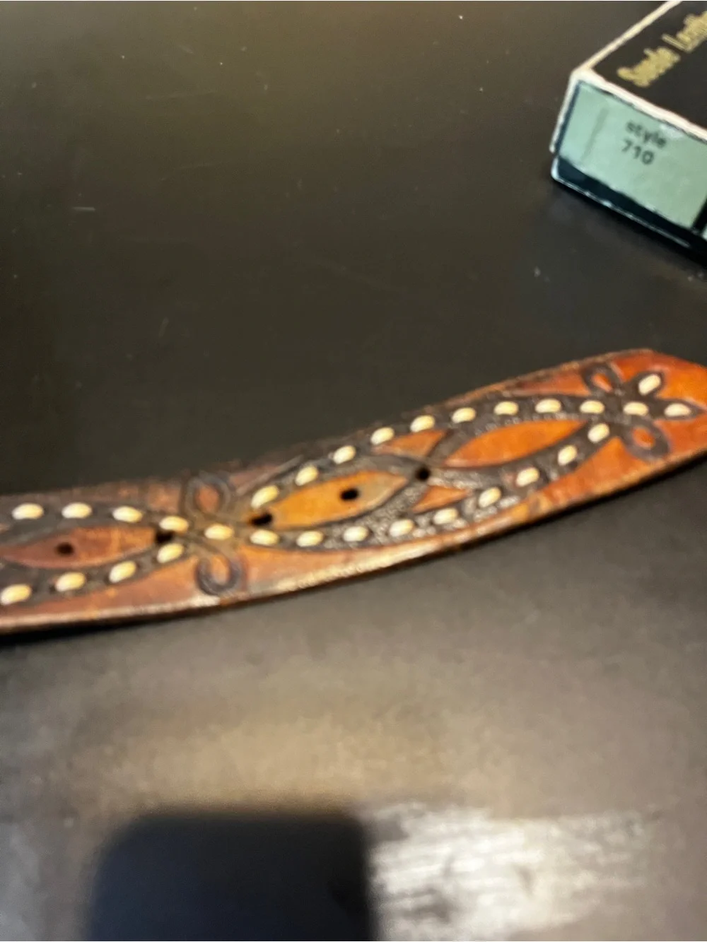 Vintage Personalized Brown Leather belt Name - 